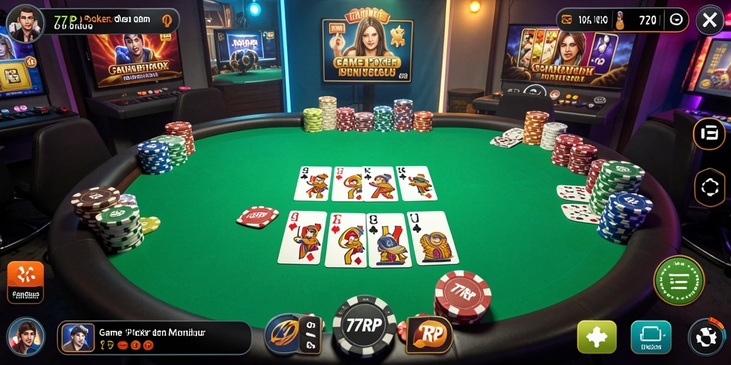 Tampak menarik dari gameplay Poker di aplikasi 77RP.