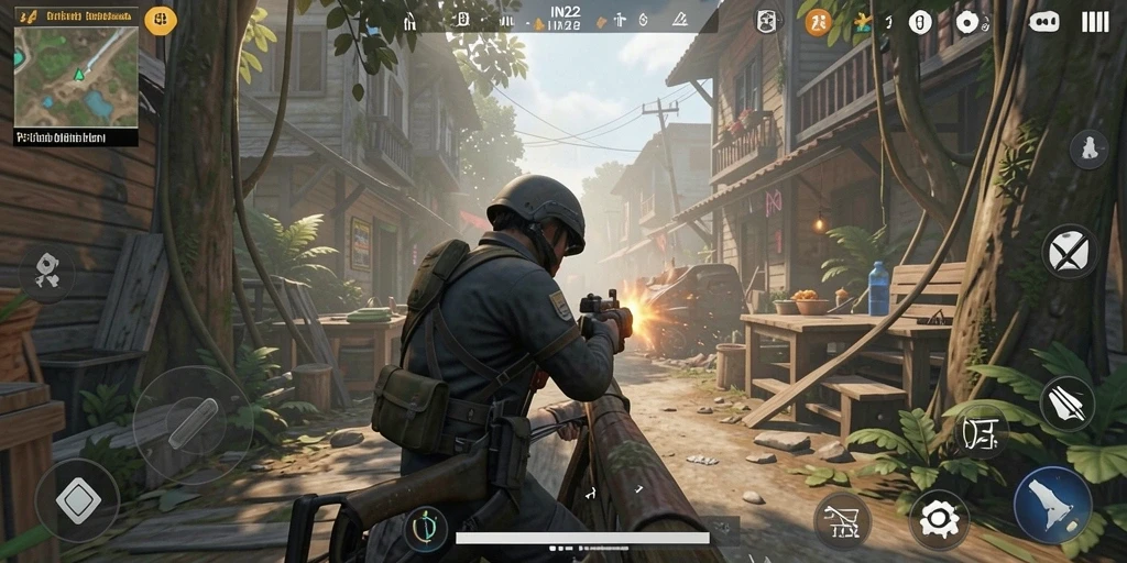 Screenshot utama menampilkan aksi seru gameplay TPS IN22.