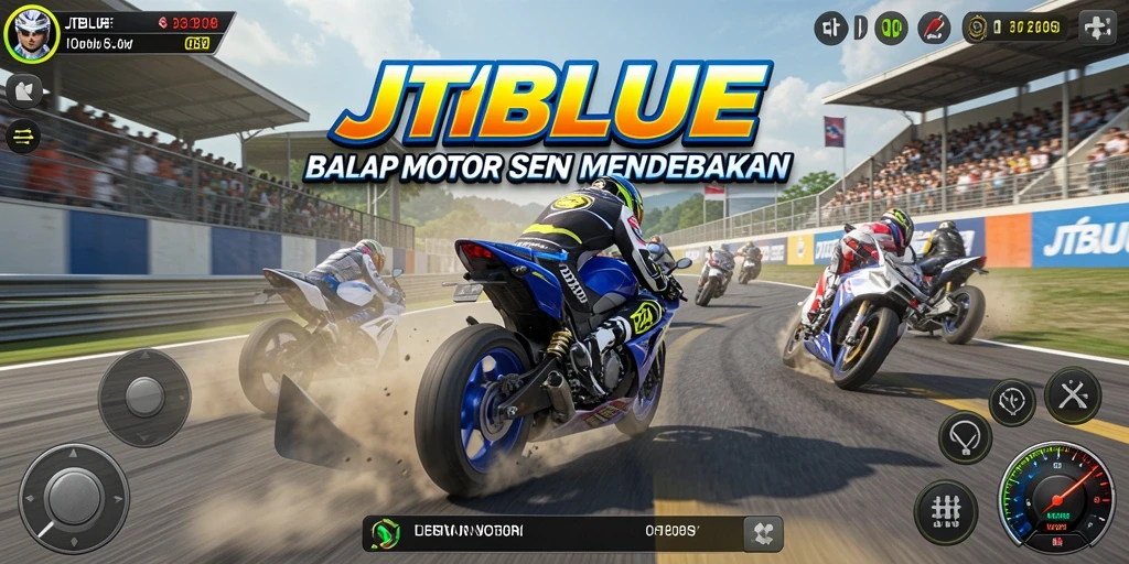 Gameplay seru JTBLUE memperlihatkan balapan motor yang mendebarkan.