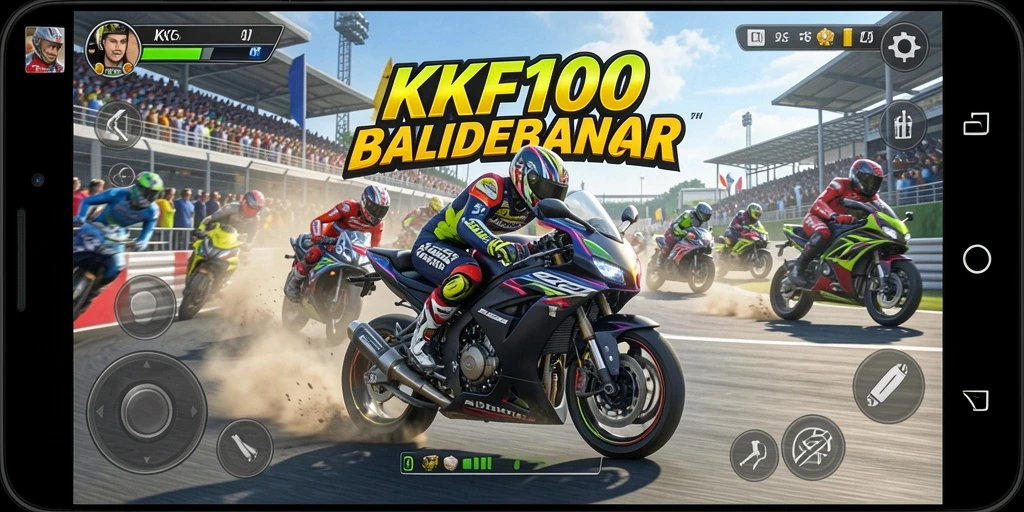 Gameplay seru KPK100 dengan balapan motor mendebarkan.