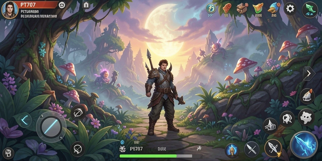 Tangkapan layar gameplay PT707 yang menggambarkan petualangan menantang.