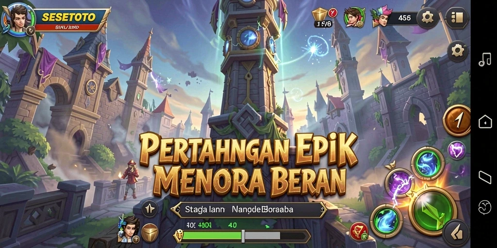 Screenshot SESETOTO menampilkan aksi menara pertahanan yang mendebarkan.